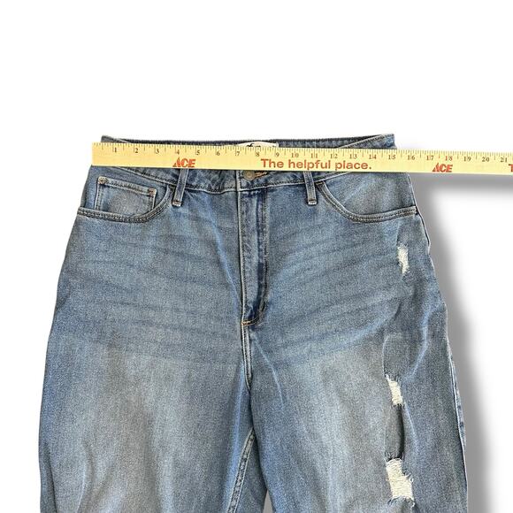 Hollister Curvy Ultra High Rise Dad Jeans 13R W31 L31 Distressed Straight Leg - Picture 4 of 12